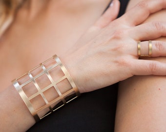 Handmade cuff Bracelet, wrist bangle, Geometric