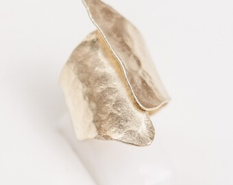 Greek Handmade Handcrafted Hammered Ring, 24k Goldplated,Artisan Jewelry&lt; Gift for Her