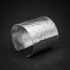 Silver Greek Hammered handmade Wide Cuff Bracelet Wirst Bangle Summer Jewelry