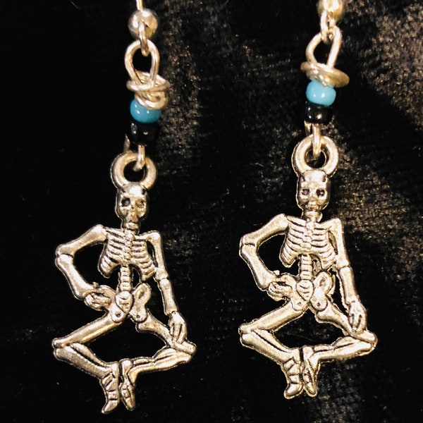Dancing skeleton earrings . Sock Monkey Dyes, Tie Dye, Shirt, Socks, Jewelry, Earrings
