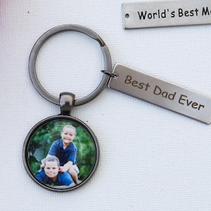 Best Dad Photo Keychain Custom Photo Keyring Cat Dog Pet Kids Photo Key chain Christmas Dad kids gift for dad grandpa personalized picture