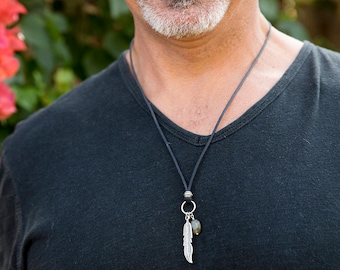 Men's Feather Necklace Vegan Jewelry 