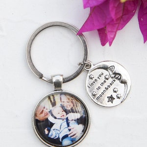Custom Photo Key Chain Picture Charm Key Ring Family Kids Photo Key chain Christmas kid gift dad grandpa personalized picture charm mom