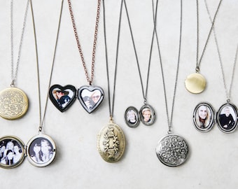 Locket Necklace with Photos, Photo Locket, Personalized Necklace, Gift for mom, Floral Locket, Memorial Gift, Silver, Heart, Oval Locket