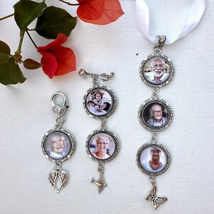 Silver Bouquet Brooch Hanging Photo Pin Memorial Boutonniere Men&#39;s Jacket Memorial Pin for Lapel Boho Wedding Safety Pin Bride Mom Loss