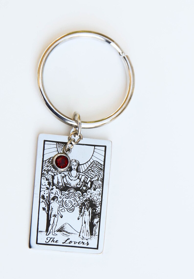 Tarot sleutelhanger, geboortesteen geschenk, grote arcana, sleutelhanger geschenk, tarot kaart cadeau, witchie gift, mystieke gift, birthstone sleutelhanger afbeelding 8