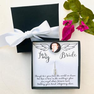 Groom Gift Family Photo Pocket Pin Memorial Photo Lapel Pin Boutonniere Photo Pin Brooch Bridal Bouquet Pin Groom Gift Remembrance Charm