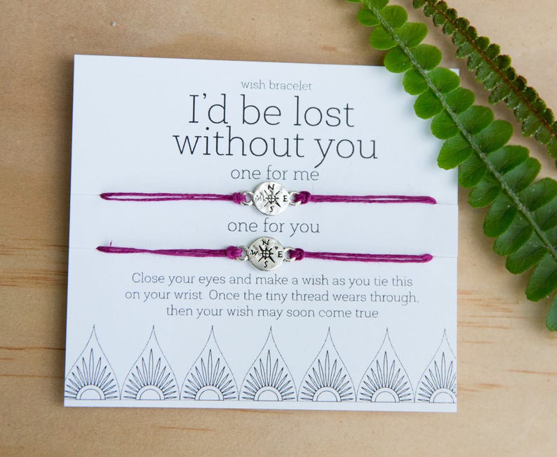 I'd Be Lost Without You Wish Bracelet Couples Gift Compass | Etsy