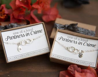 Handcuff Bracelets, Best Friend Jewelry, Handcuff Jewelry, Handcuff Charm, Handcuff Charm Bracelet, Silver Handcuff, Set Of Two, Handcuffs
