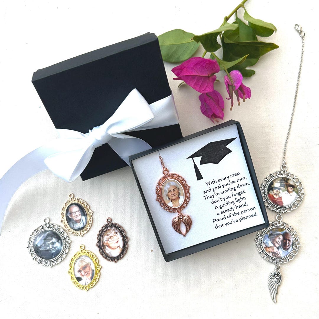 Personalized Graduation Photo Tassel Memorial Cap and Gown Charm ...