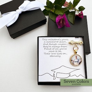 Graduation Gown Memorial Photo Pin Brooch for Graduation Tassel Cap and Gown Hanging Picture charm Custom Photo Charm Remembrance Gift Grad