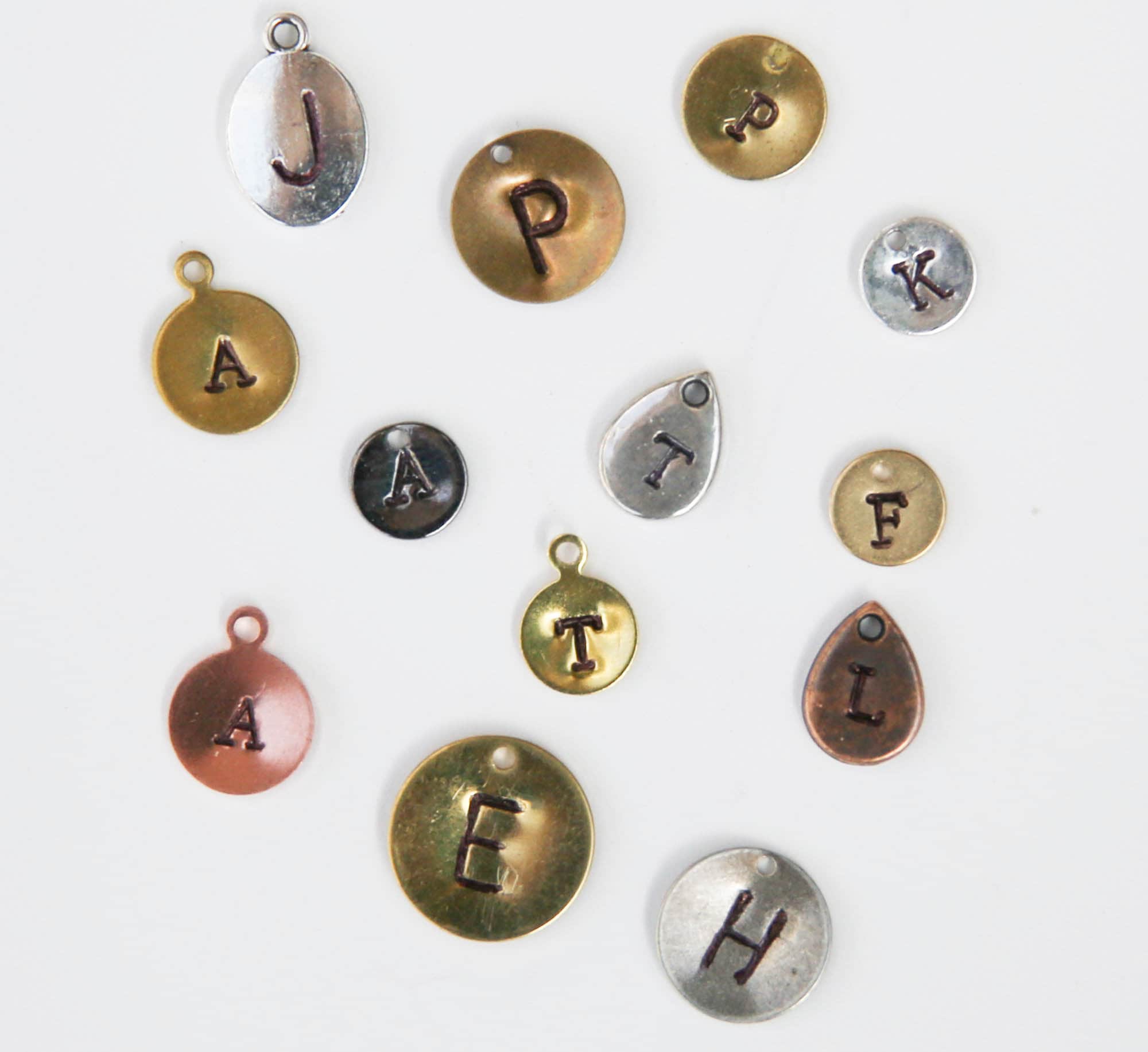 Initial Charm, Add an Alphabet Charm, Monogram Silver Gold Brass Copp…