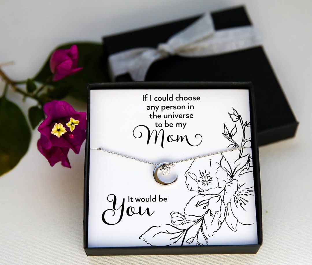 Moon Star Necklace Mom Child Necklace Moon Star Pendant Pave Etsy