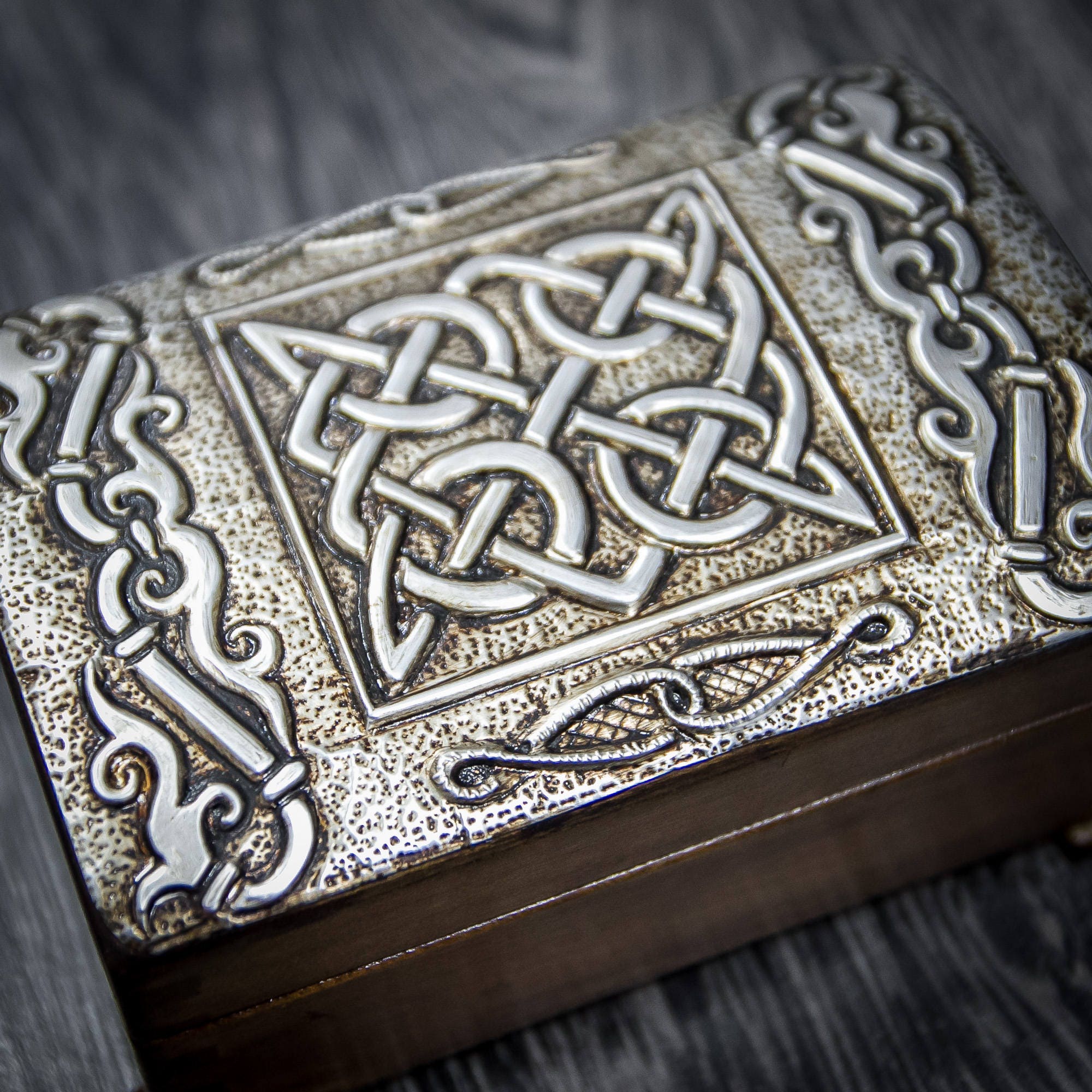 Jewelry box/Jewelry storage/Celtic knot box/ Metal box/Wooden Etsy