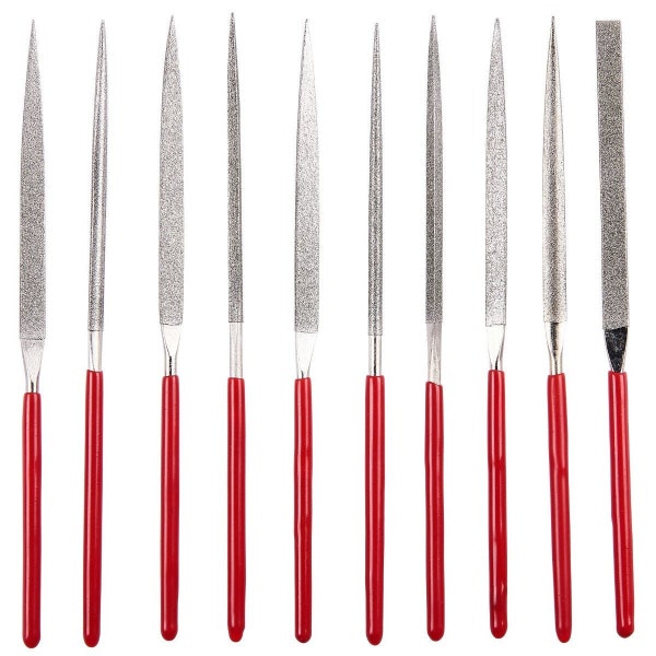 10pc Diamond Needle File Set w/ Anti-slip PVC Handles, Ideal for Precision Work. Free UK Postage.