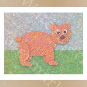 Printable Instant Download Digital File Bear Illustration