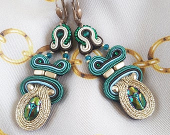 Soutache earrings with Swarovski scarabeo