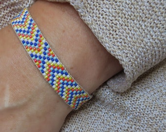 Colorful beading bracelet// loop bracelet// seeds bracelet// wide bracelet