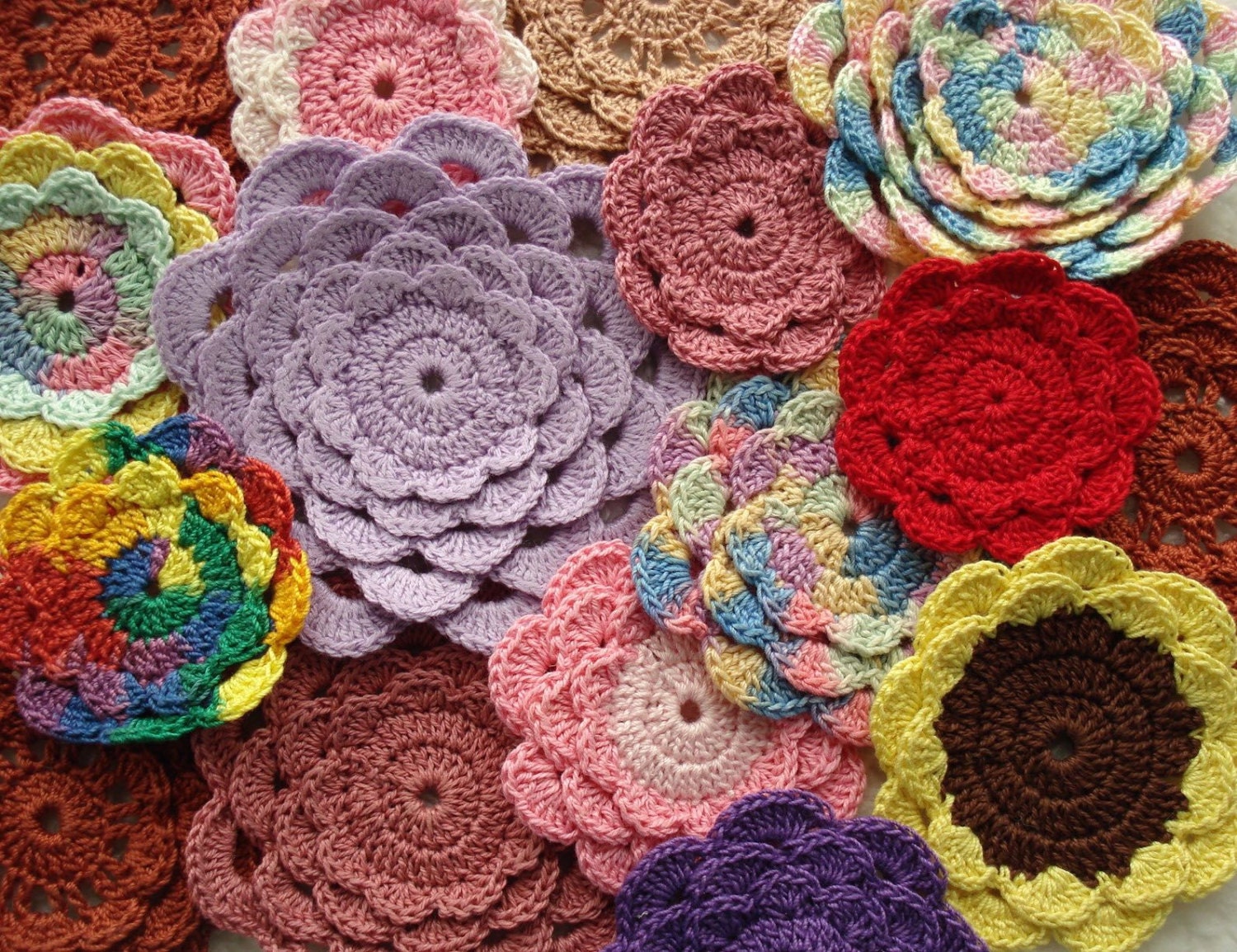 Layered Petal Crochet Flower Pattern Crocheted Flowers Etsy