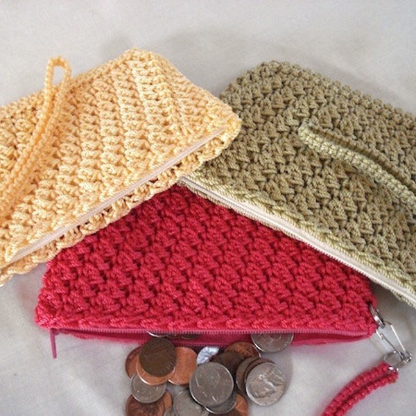 Coin Purse Pattern "Charming" Design, best seller Crochet PATTERN, change purse pattern, small zipper wallet, woman coin pouch, gift for her