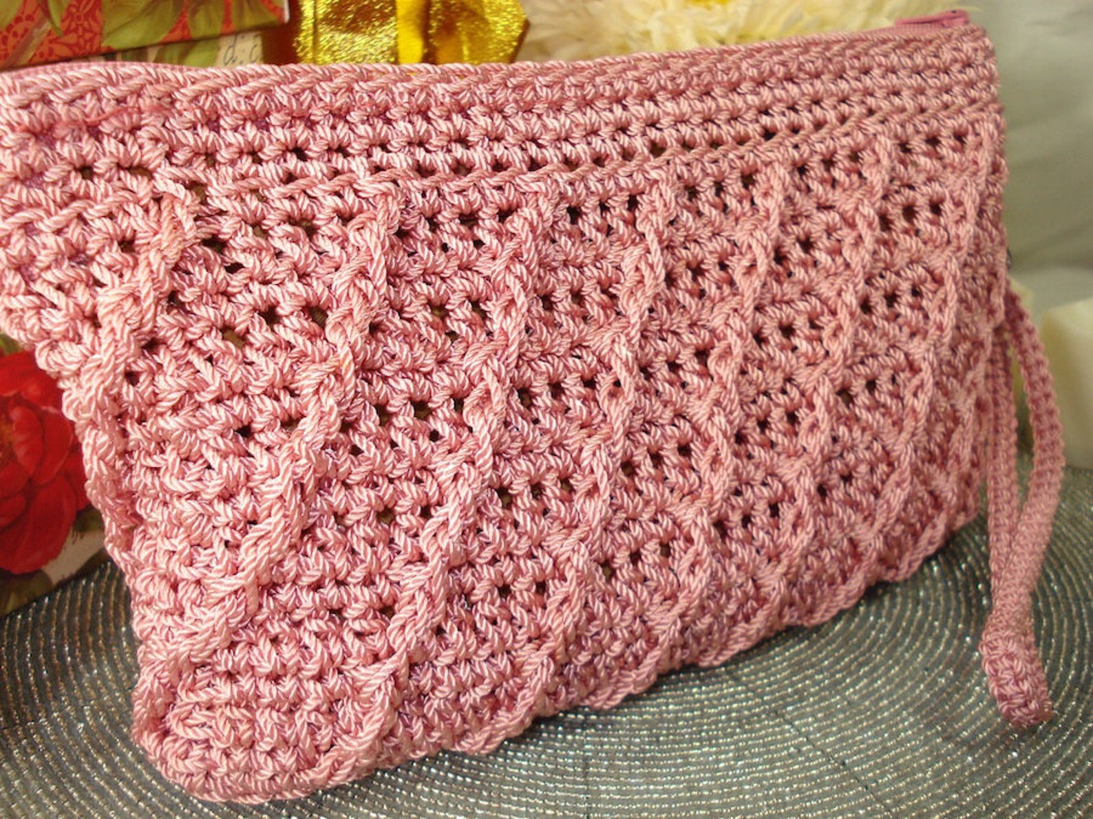 Clutch Makeup Bag Crochet PATTERN Whimsical Crocheted Purse Crocheted