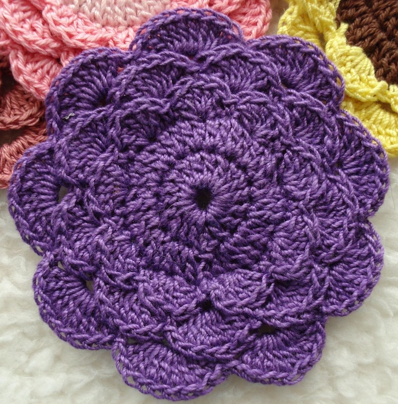Layered Petal Crochet Flower Pattern Crocheted Flowers Etsy