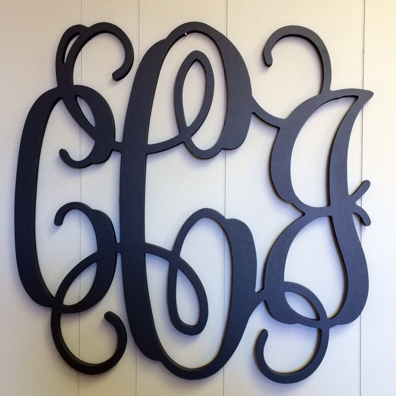 Wooden Monogram Wall Art Vine Script Fall Decor Fixer Upper Style Farmhouse Dinig Room Door Wreath Unpainted
