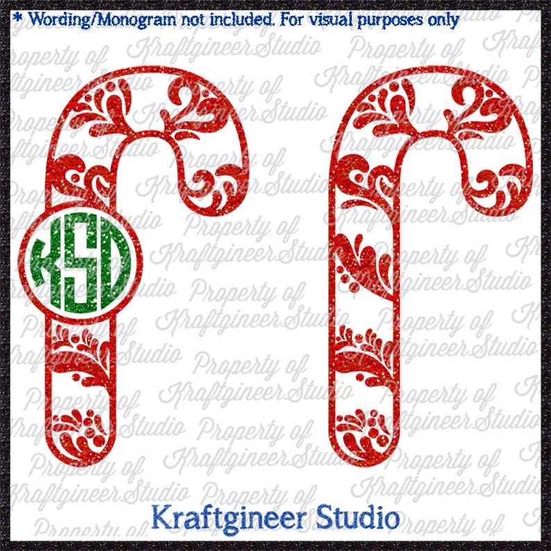 Download Candy Cane Swirl Filigree Candy Cane SVG Monogram Frames ...