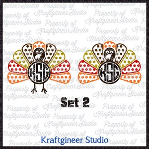 Monogram Turkey Patterns Monogram Turkeys SVG cut file for Cricut Silhouette Scan N Cut Commercial Use image 3