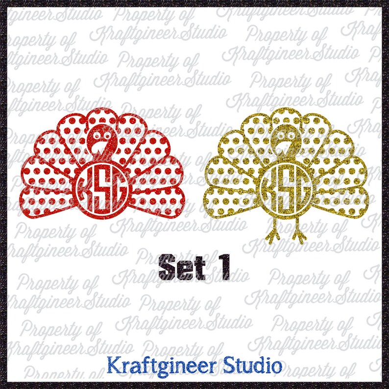 Monogram Turkey Patterns Monogram Turkeys SVG cut file for Cricut Silhouette Scan N Cut Commercial Use image 2