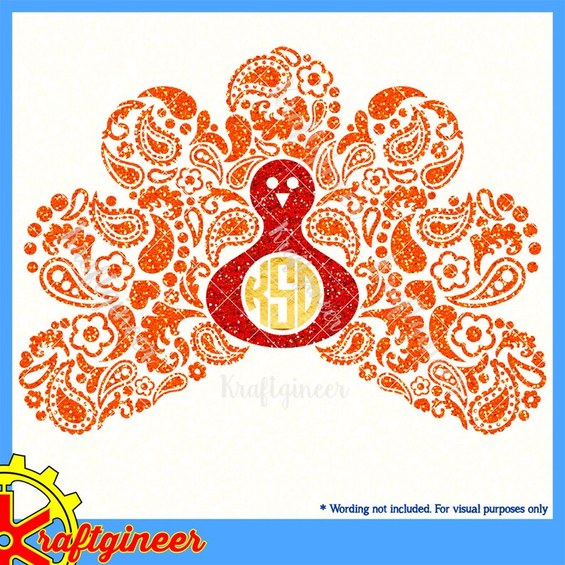 Download Paisley Turkey Swirly Fall Monogram SVG cut file for ...