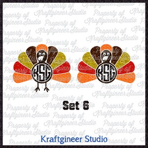 Monogram Turkey Patterns Monogram Turkeys SVG cut file for Cricut Silhouette Scan N Cut Commercial Use image 5