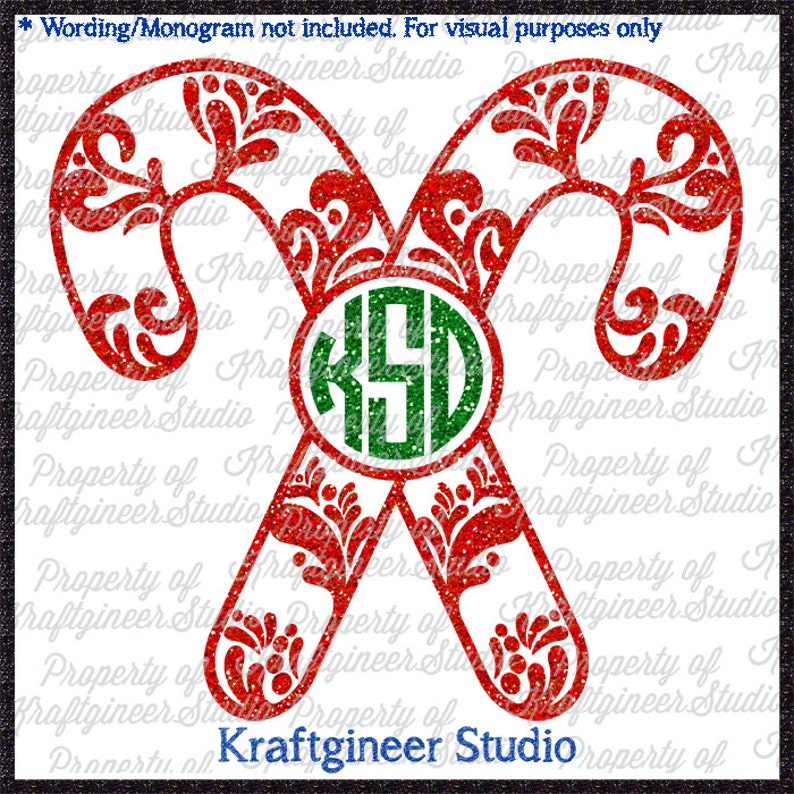 Download Candy Cane Swirl Filigree Candy Cane SVG Monogram Frames ...