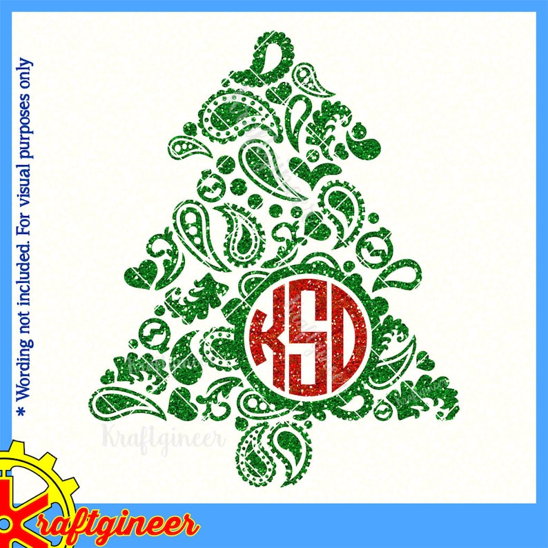 Download Paisley Christmas Tree Split Monogram SVG cut file for ...