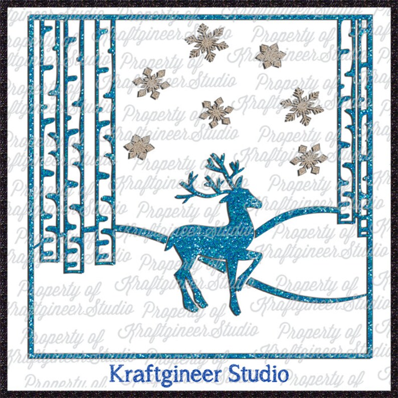 Download Birch N Deer svg Xmas Scene SVG winter svg cut file for Cricut | Etsy