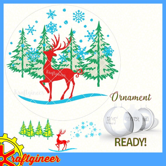 Download Free Ornament Deer Scene Christmas Winter Snowflake Forest Svg Svg Etsy SVG Cut Files