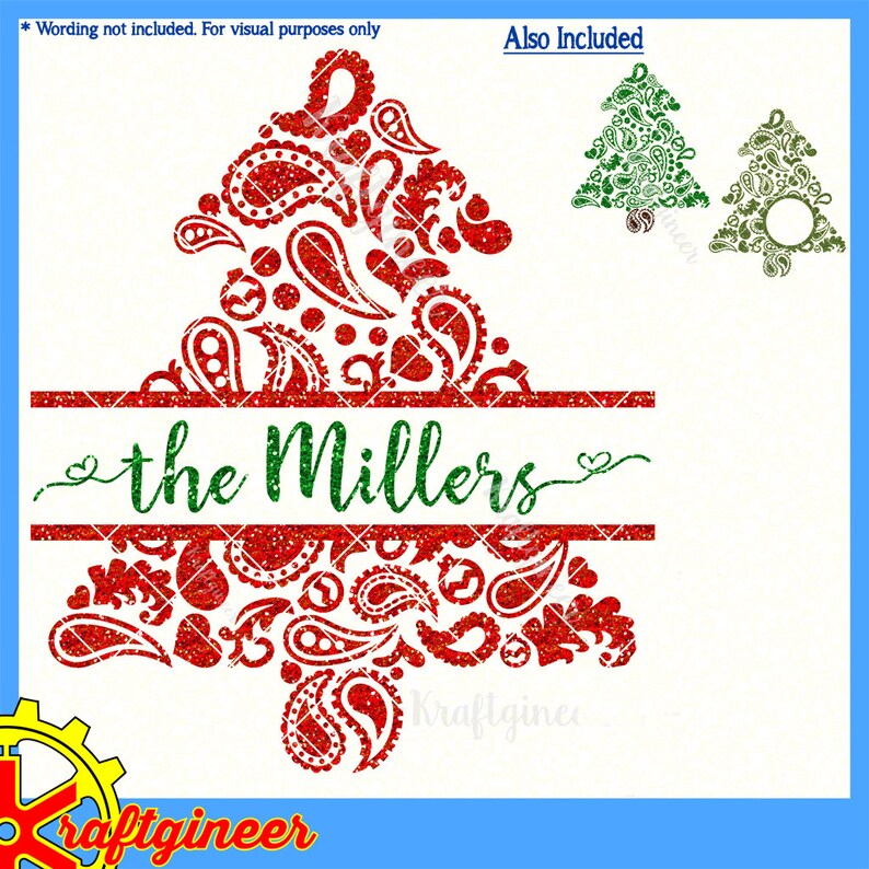 Download Paisley Christmas Tree Split Monogram SVG cut file for ...