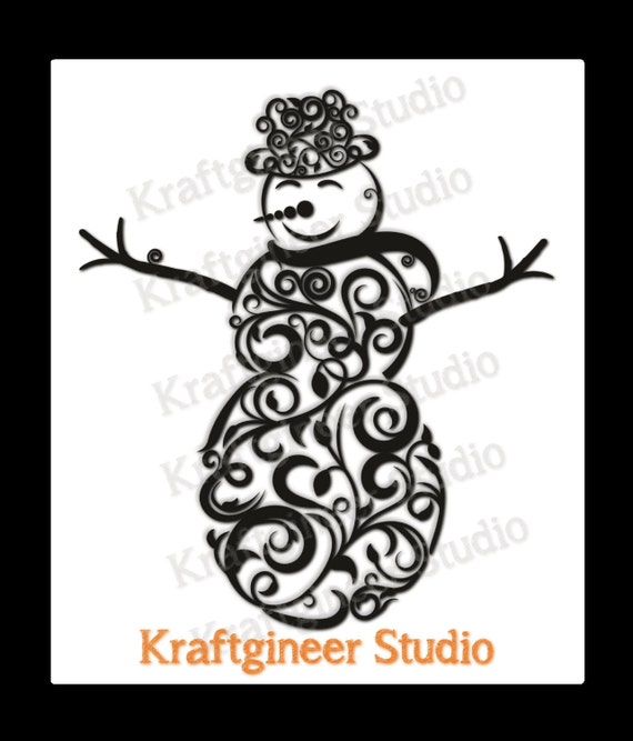 Swirly Snowman Svg Christmas Svg Instant Download Commercial Etsy