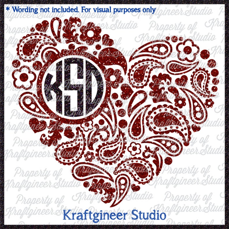 Download Paisley Heart SVG Love Heart SVG Monogram Heart svg Split ...
