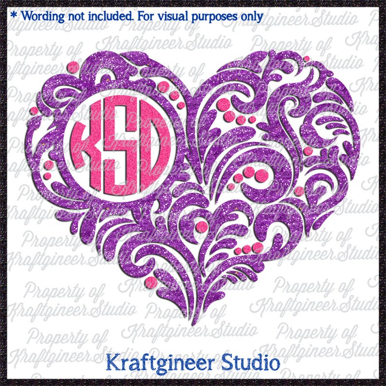 Download Filigree Heart SVG Love Heart SVG Monogram Heart svg Split ...