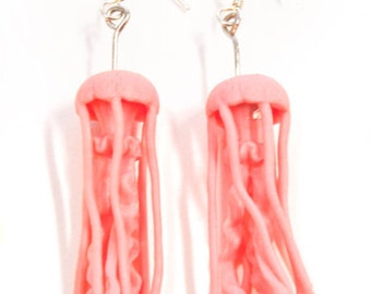 Miniature Figurines-Earrings: Pink jellyfish