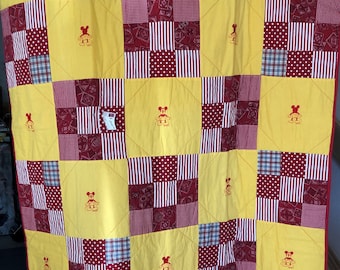 Red and Yellow Bold Mickey Quilt