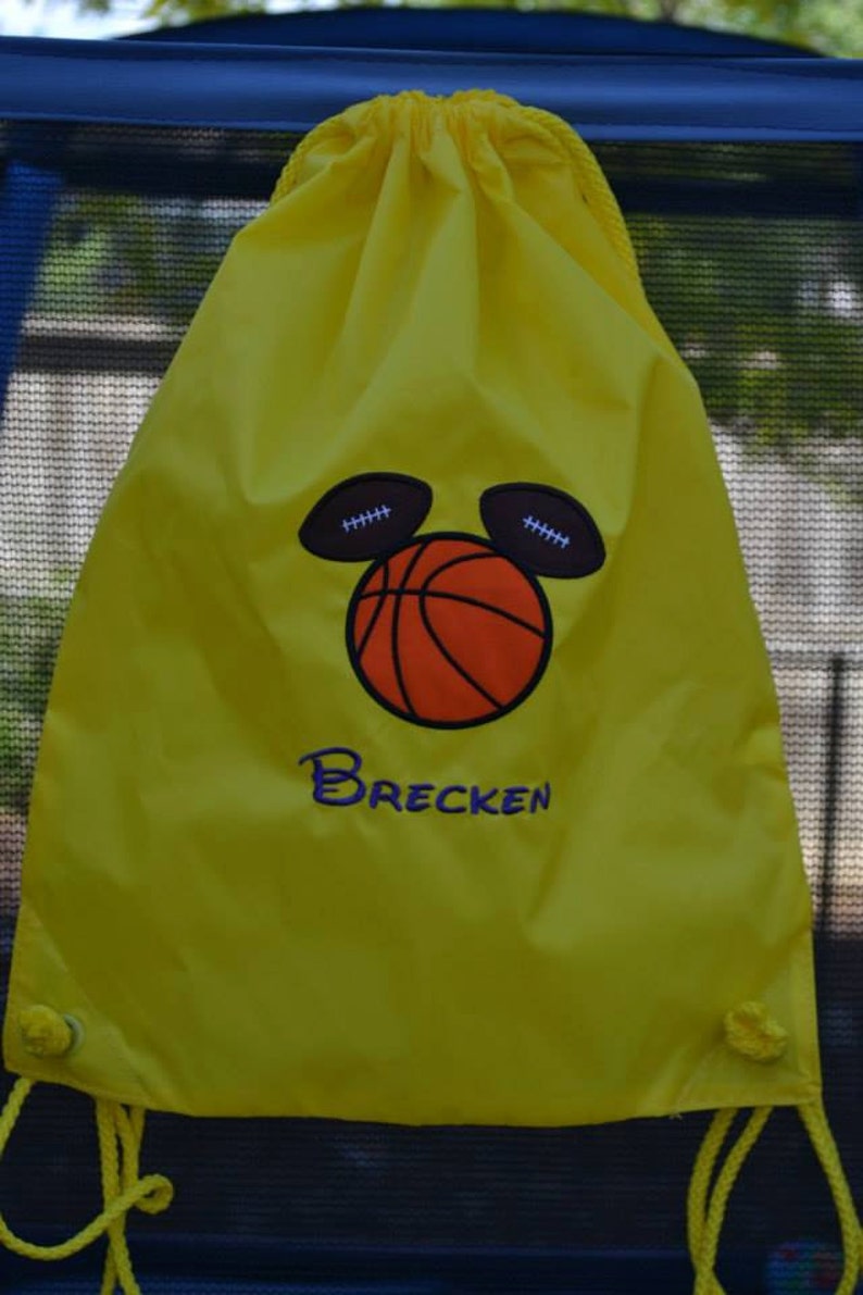 Draw String Backpack With Mickey Mouse Head Made From Balls Etsy