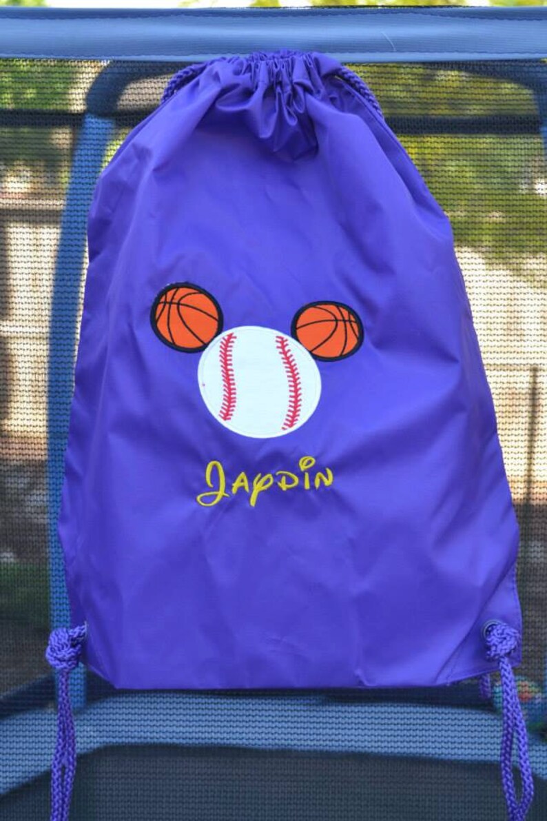 Draw String Backpack With Mickey Mouse Head Made From Balls Etsy