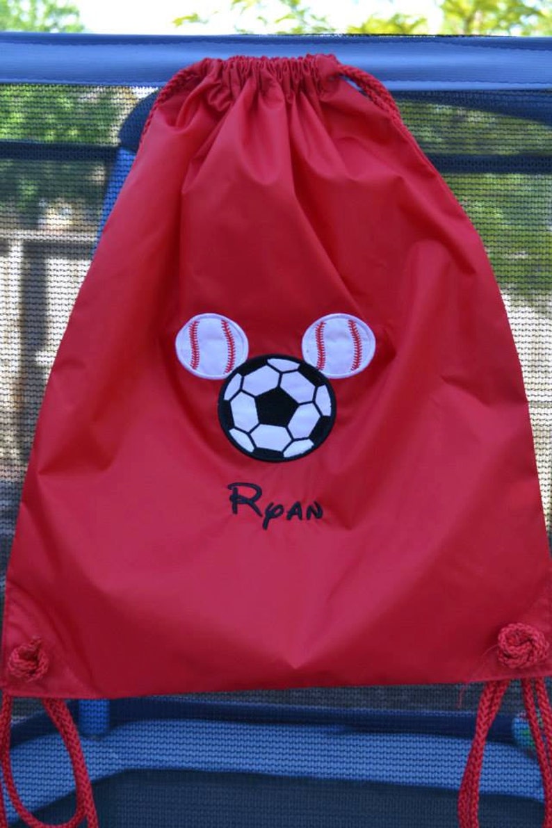 Draw String Backpack With Mickey Mouse Head Made From Balls Etsy