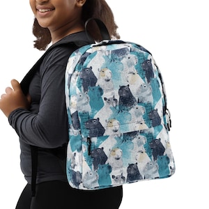 Capybara Print Backpack, Blue Rodent Design, School Travel Bag