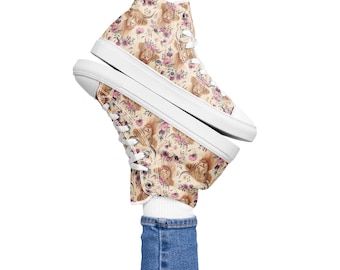 Floral Highland Cow High Top Sneakers – Western Cowgirl Style