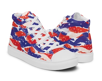 Zapatillas altas patrióticas: zapatos con la bandera de EE. UU. en rojo, blanco y azul