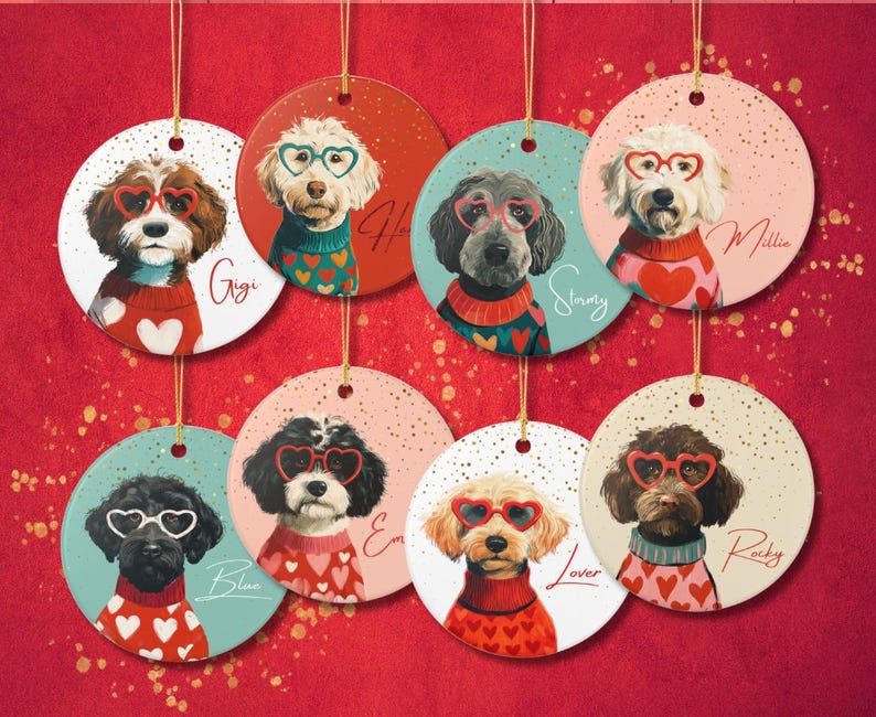 Personalized Doodle Dog Valentine Ornament Dog Mom Gift Etsy