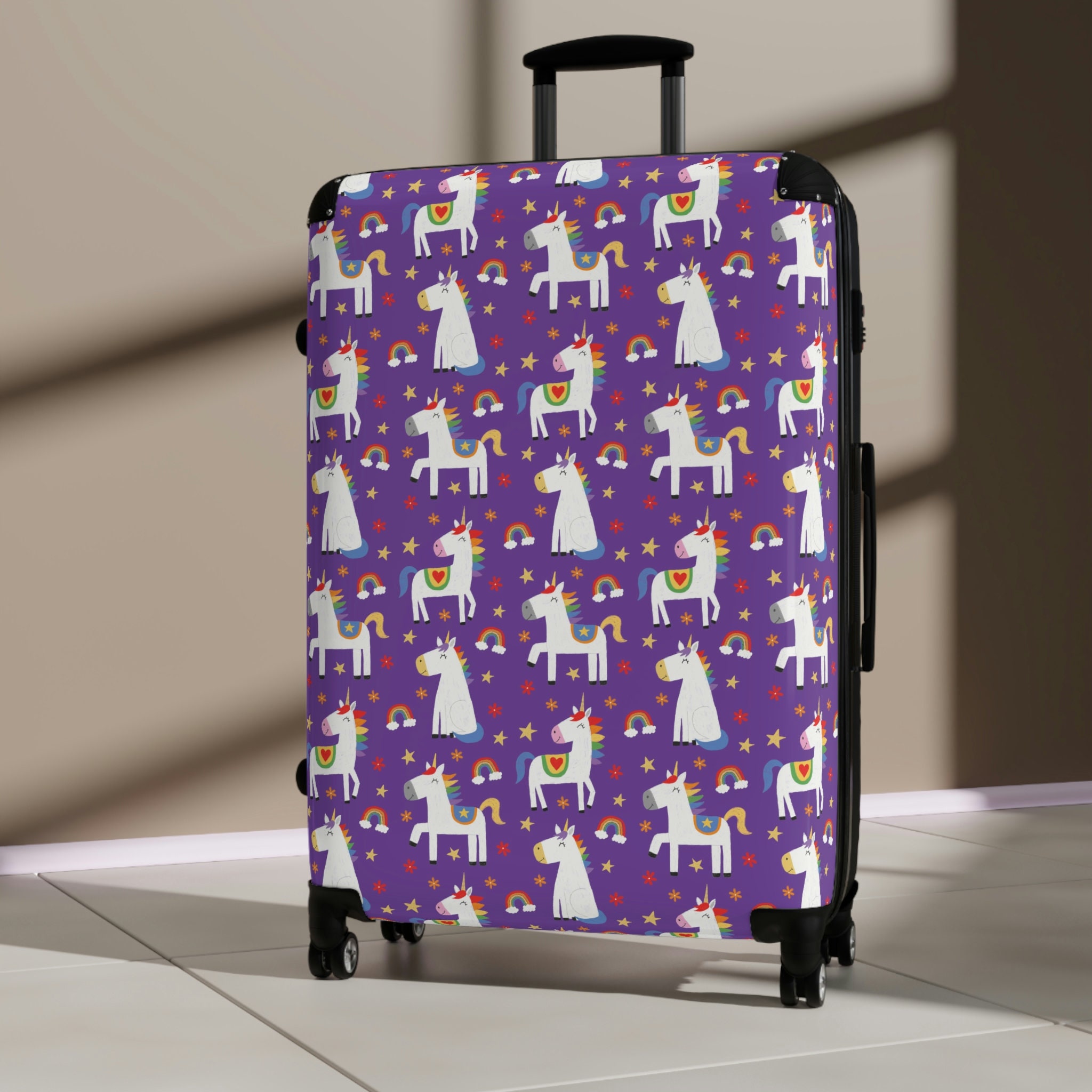 Discover Unicorn Kids Suitcase Rainbow Carry On Roller Bag Fun Unicorn Child Luggage Cover